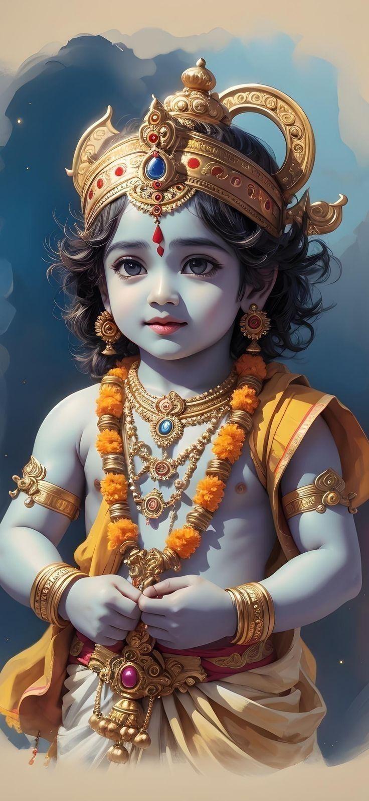 Little Lord Krishna Ai created full HD Android wallpaper | PC and Mobile Wallpapers