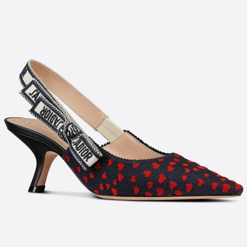 Dior J'Adior Slingback Pumps In 65mm In Hearts I Love Cotton DSS53266